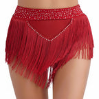 Belly Dance Shorts | Rhinestone Tassel | High Waist