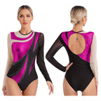 Rhinestone Dance Leotard | Long Sleeve | Mock Neck