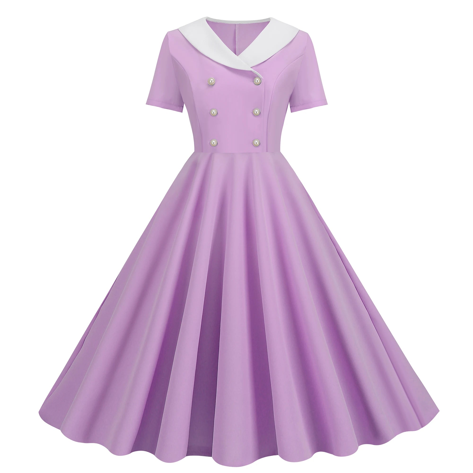 Vintage 50s A-Line Dress | Peter Pan Collar | Short Sleeve