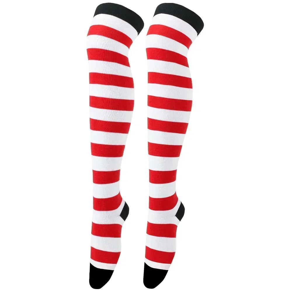 Striped & Polka Dot Thigh-High Stockings | Over-Knee | 27 Colors