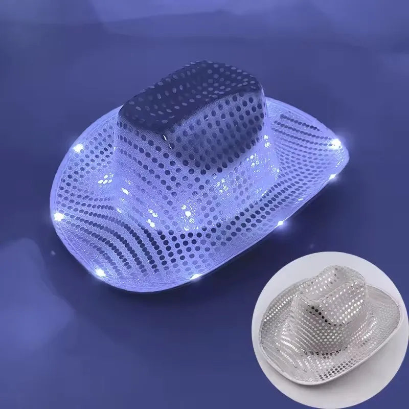 LED Sequin Glow Cowboy Hat | 9 Colors