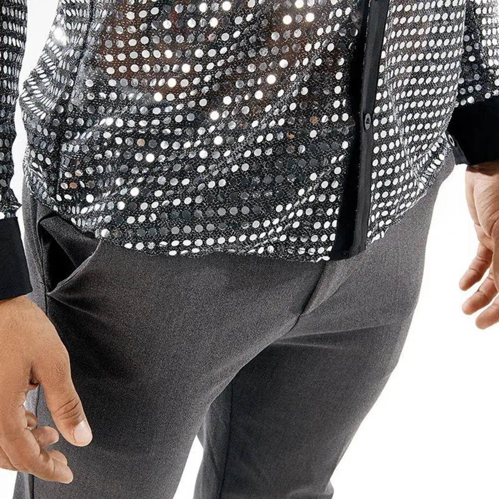 Men's Sequin Disco Shirt | Long Sleeve | Button-Down