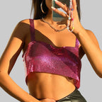 Sequin Backless Crop Tank Top
