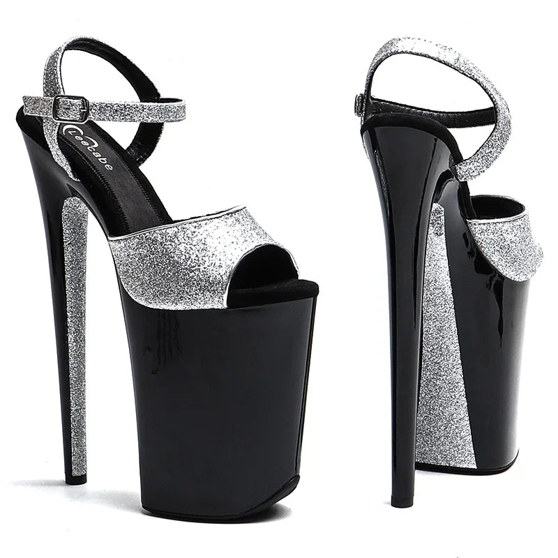 23cm Glitter Platform Sandals - Trendy Fashion Party Dance Heels