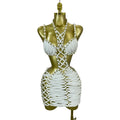 White Lattice Cut-Out Mini Dress | Halter | Backless