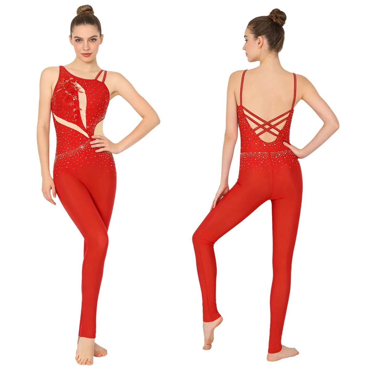 Women's Rhinestone Mesh Unitard | Multiple Styles | 20 Designs | S–3XL