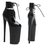 Platform Pole Dance Boots | 26cm Open Toe | Matte Black