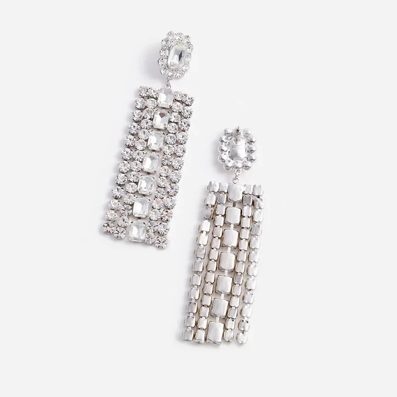 Rhinestone Fringe Drop Earrings