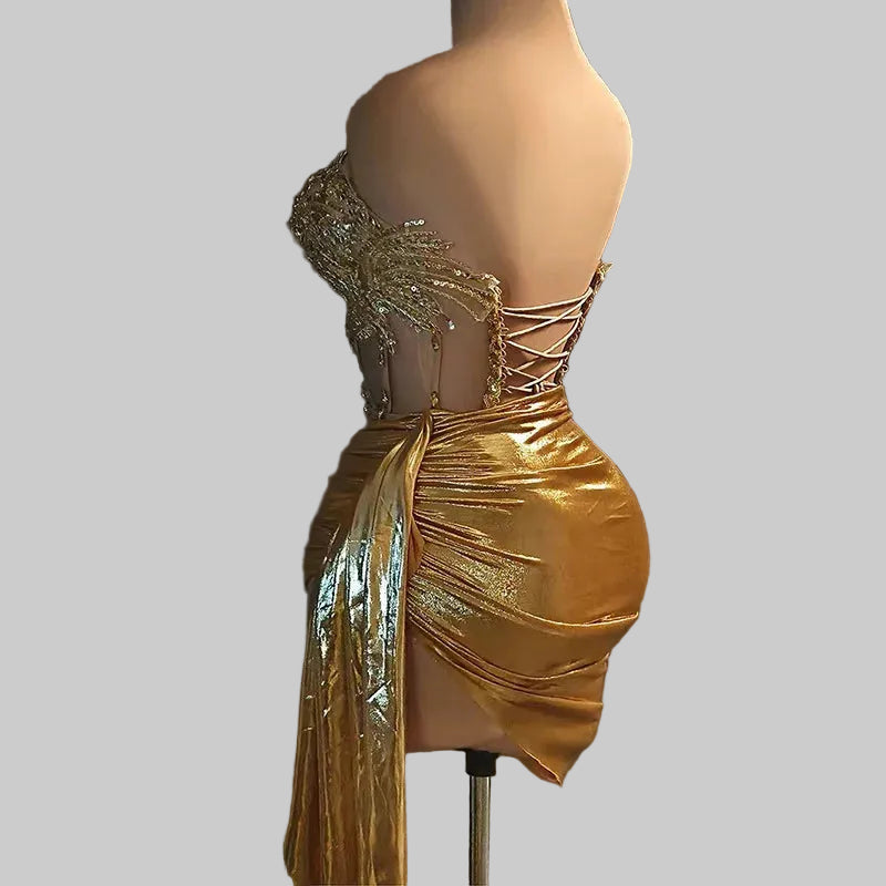 Rhinestone Tube Top & Skirt Set - Sequin 2-Piece Party Outfit for Stage & Nightclub