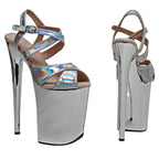 9-Inch Holographic Platform Sandals - Exotic Dance Heels