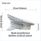 Crystal Rhinestone Captain Hat | Steampunk Pearl | Silver