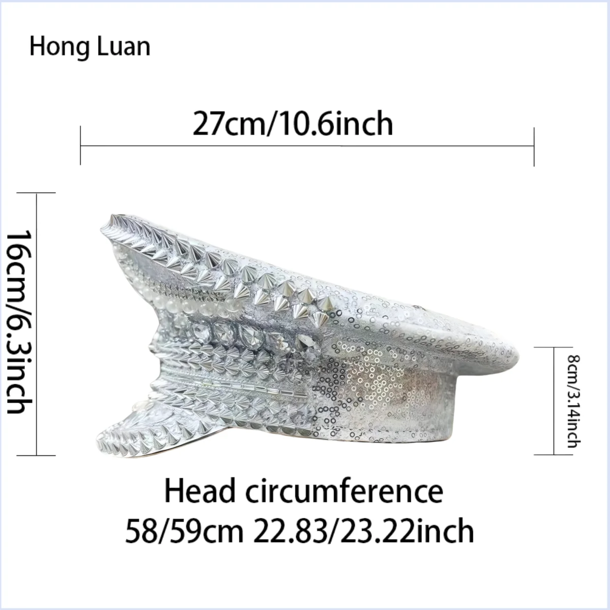Crystal Rhinestone Captain Hat | Steampunk Pearl | Silver