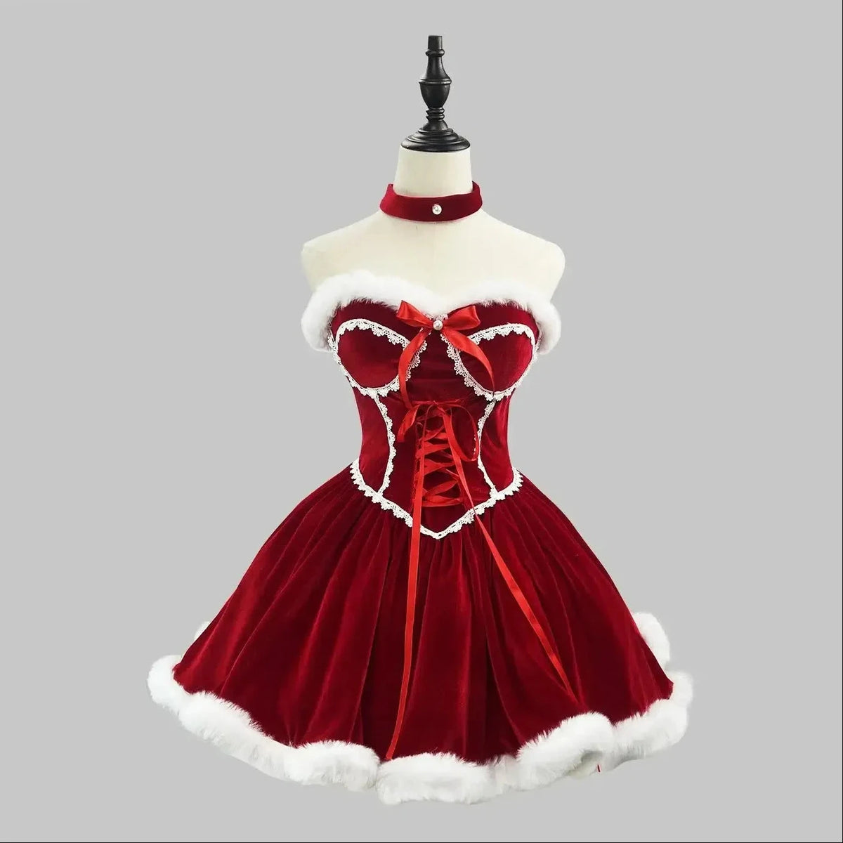 Santa Mini Dress Costume Set | Fur Trim Velvet | Christmas & Cosplay