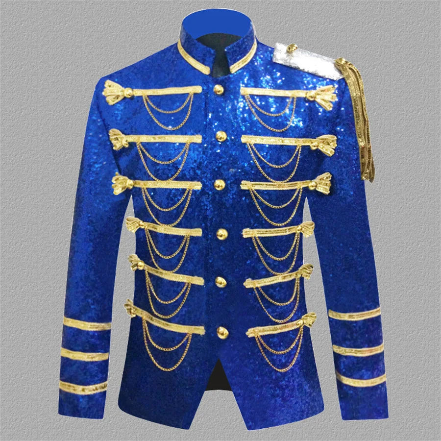 Sequin Military Jacket | Chain Detail