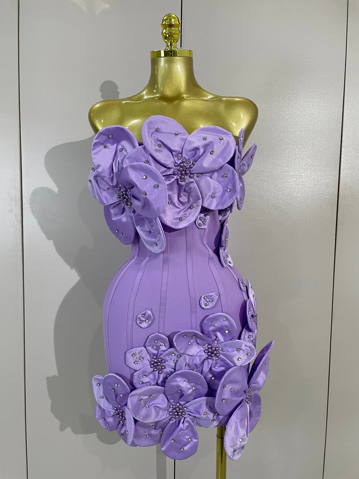 3D Beaded Flower Strapless Mini Dress | Luxury | Pageant