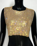Rhinestone Backless Camisole - Sequin Metal Tank Top