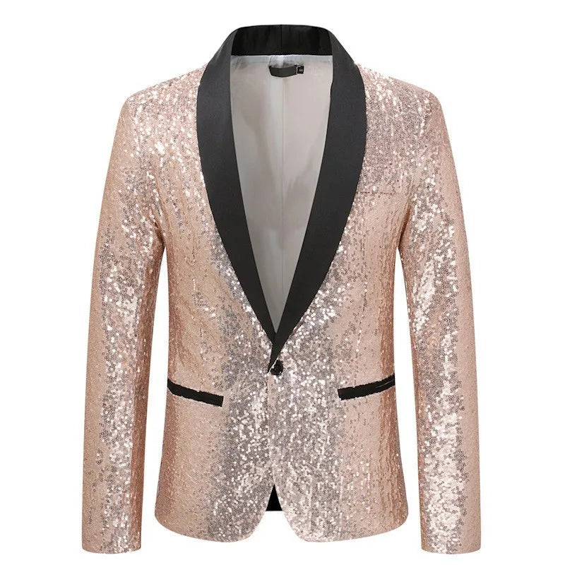 Men's Sequin Blazer | Shawl Collar | Stage & Performance | 12 Colors