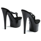 7-Inch Clear Platform Sandals - Patent Exotic Dance Heels with Cut-Outs