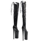 Patent Leather Thigh-High Boots - 26cm Pole Dance Heels