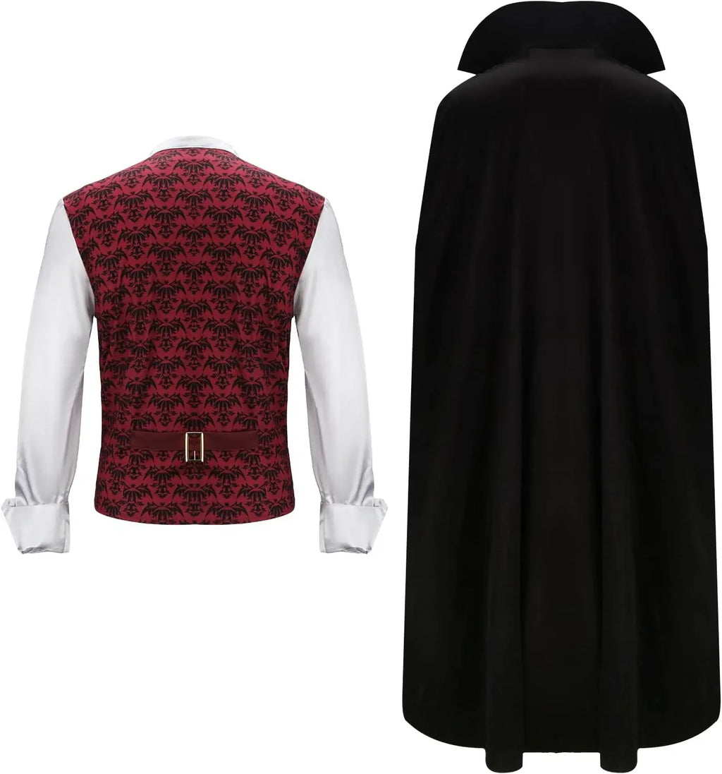 Men's Vampire Costume | Gothic Vest Shirt & Cape