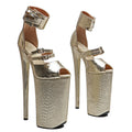 26CM Platform Pole Dance Sandals - Ultra High Heel Snake Print Performance Heels