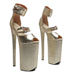 26CM Platform Pole Dance Sandals - Ultra High Heel Snake Print Performance Heels