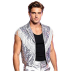 Men's Sequin Vest | Metallic Fringe