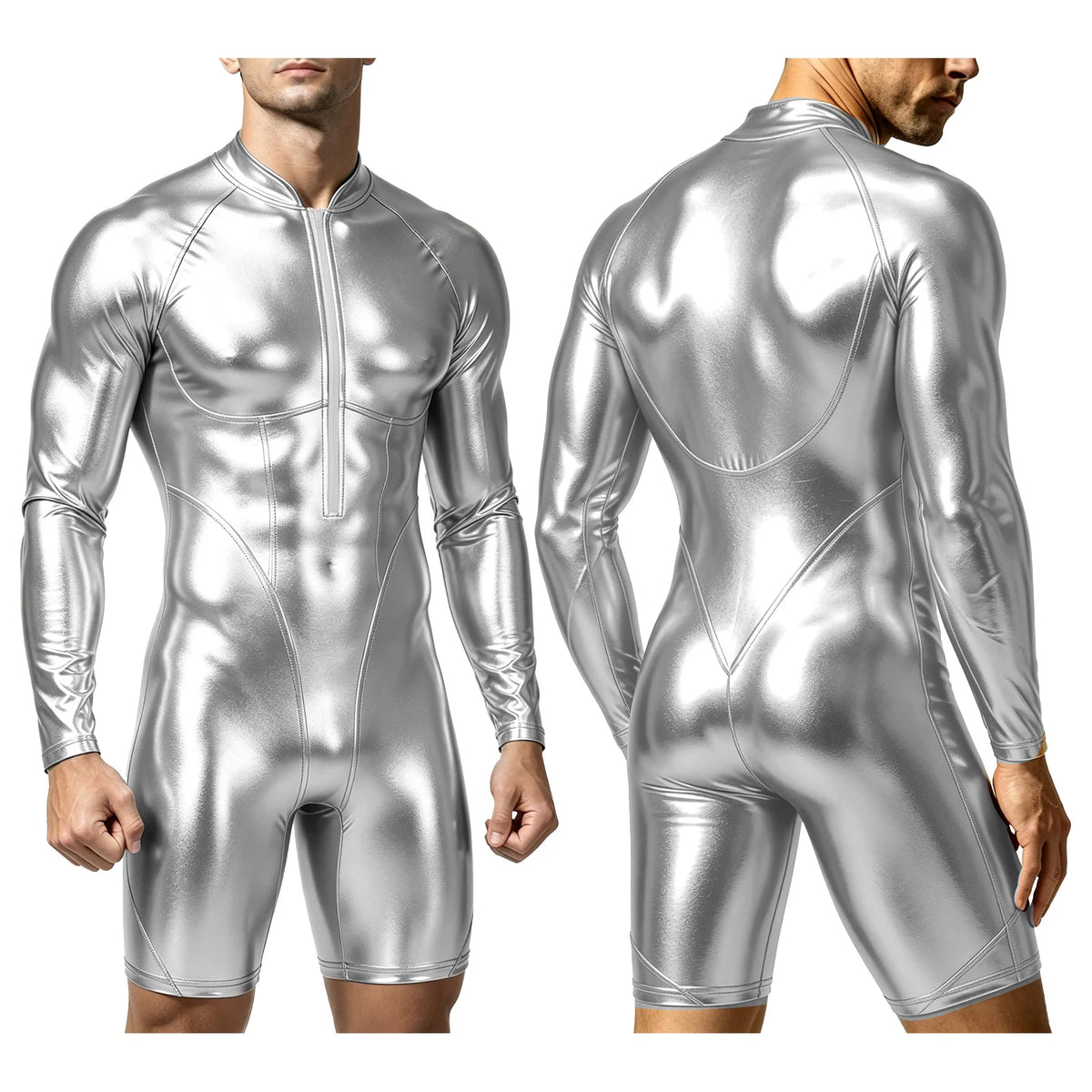 Men’s Metallic Bodysuit | Long Sleeves