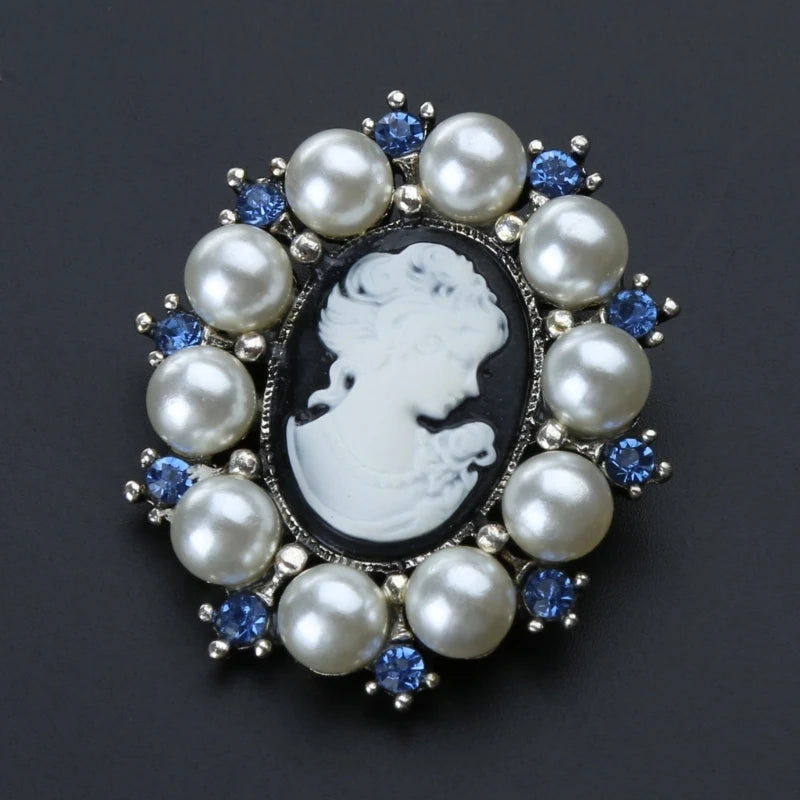 Victorian Pearl Cameo Brooch | Portrait Pin | Wedding & Stage