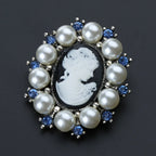 Victorian Pearl Cameo Brooch | Portrait Pin | Wedding & Stage