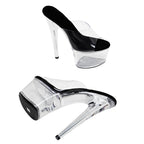 7-Inch Clear Platform Heels - Transparent Slip-On Sandals