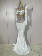 3D Floral Mesh Mermaid Gown | Long Sleeve | Pageant
