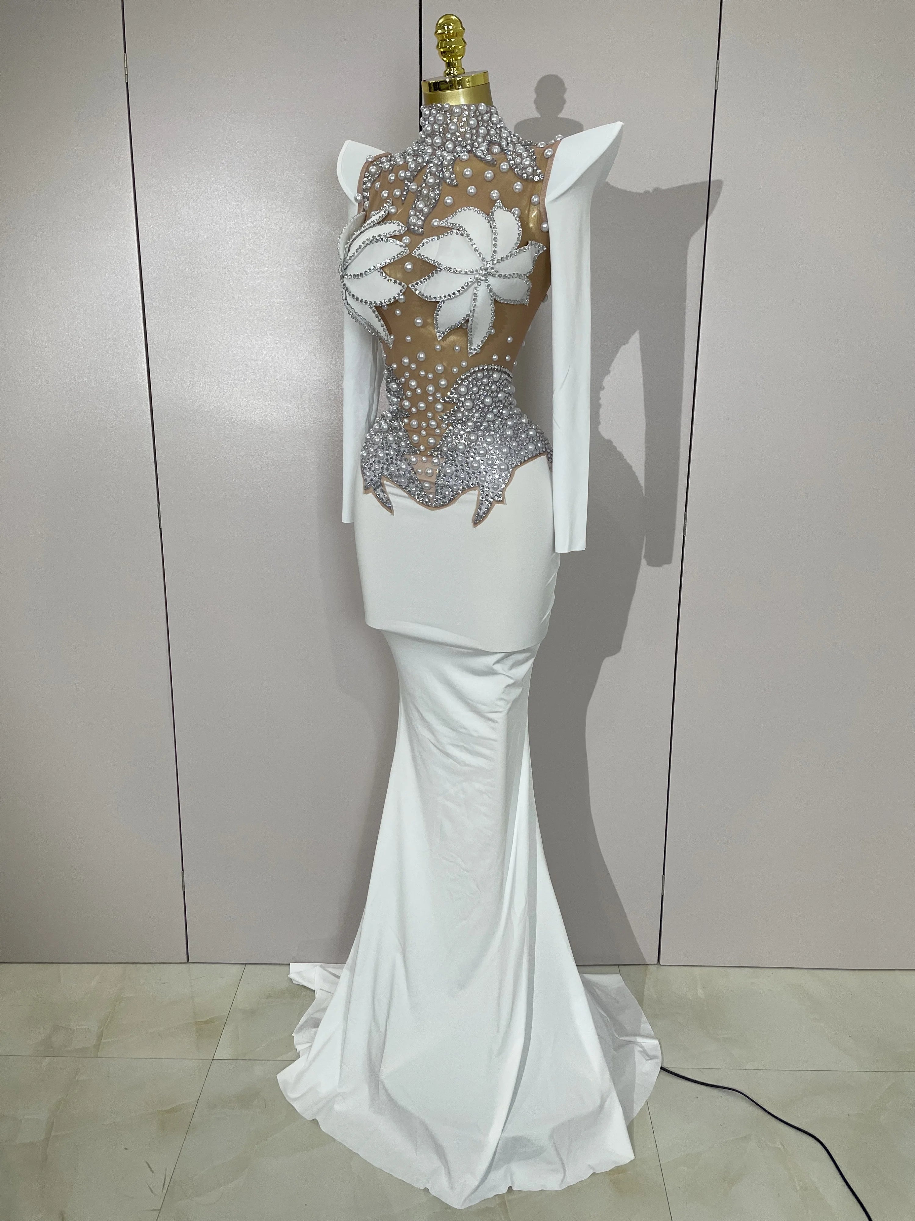 3D Floral Mesh Mermaid Gown | Long Sleeve | Pageant