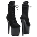 Black Suede Platform Ankle Boots - 20cm Pole Dance Heels