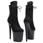 Black Suede Platform Ankle Boots - 20cm Pole Dance Heels