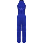 Sequin Tassel Jumpsuit | Halter Neck | Latin Dance