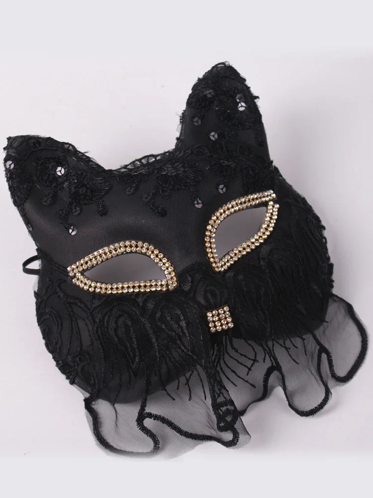 Venetian Cat Mask | Lace & Veil | 16 Styles