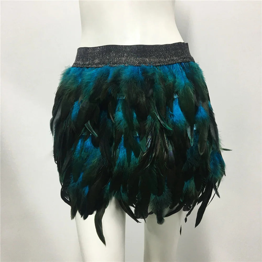 Fluffy Feather Mini Skirt - Festival & Performance Skirt