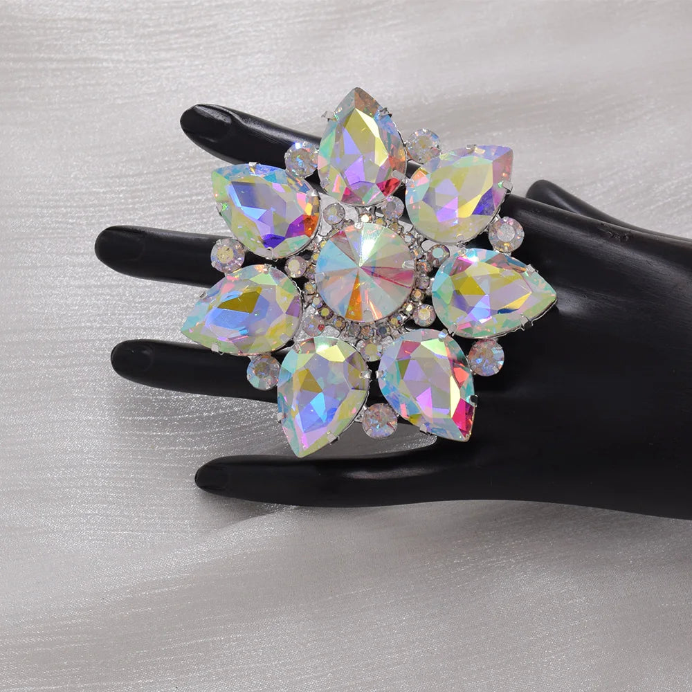 Crystal Sunburst Cocktail Ring | Adjustable | 7.5cm