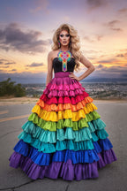 Rainbow Tiered Skirt | Floor-Length A-Line