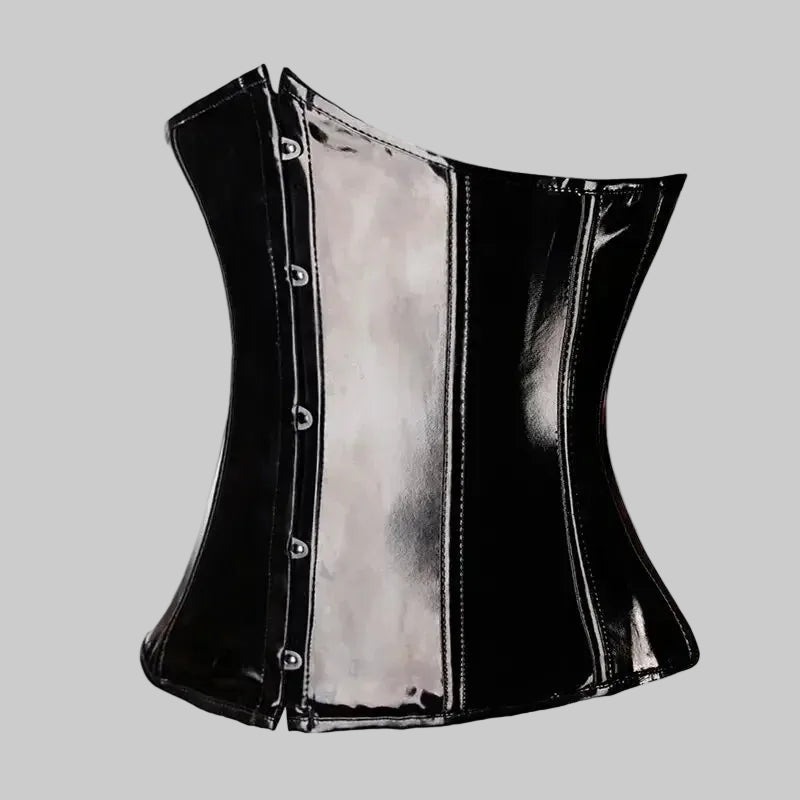 Faux Leather Underbust Corset - Waist Cincher Bustier Top