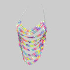 Colorful Acrylic Chain Halter Crop Top - Tassel Backless Tank