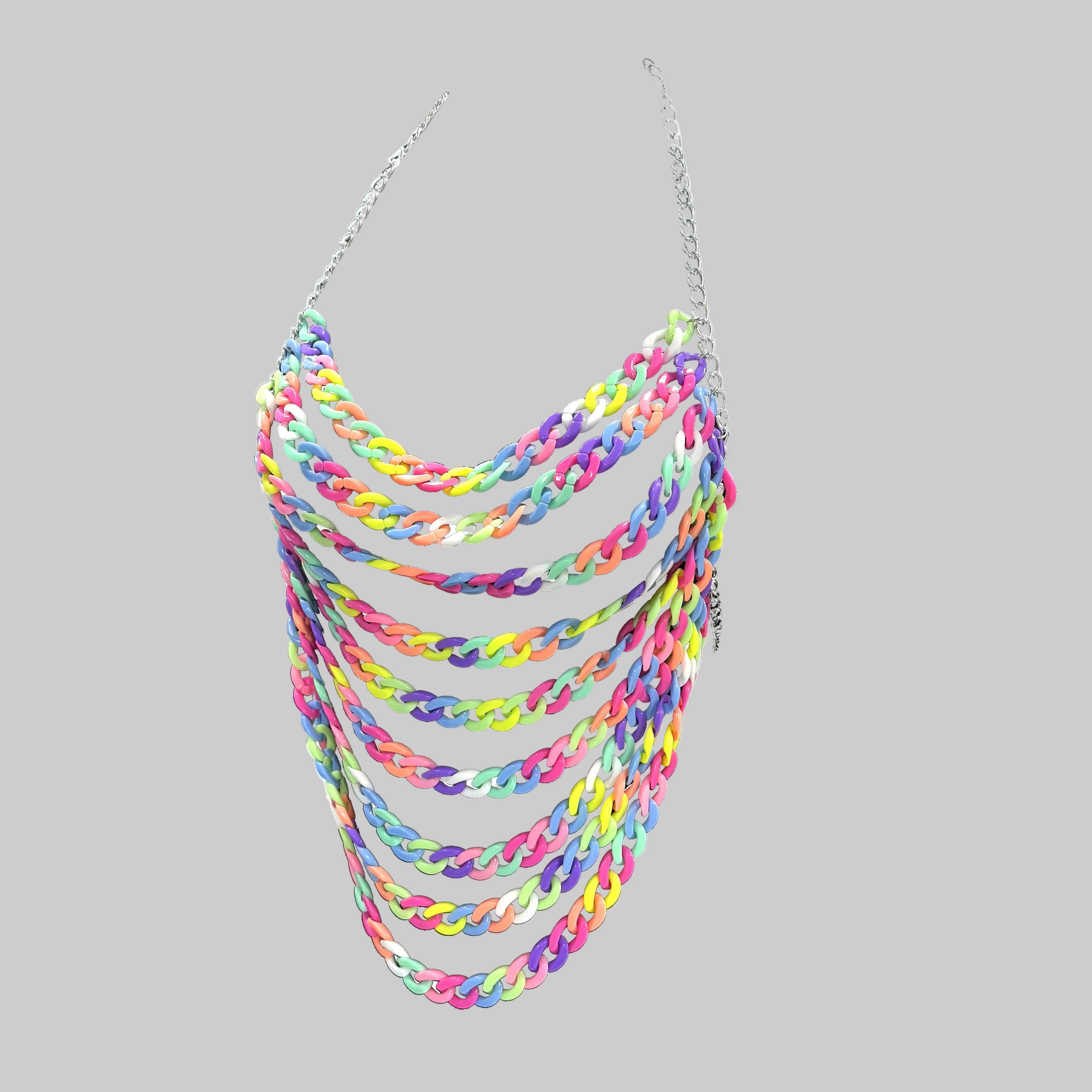 Colorful Acrylic Chain Halter Crop Top - Tassel Backless Tank