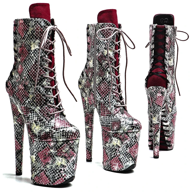20cm Two-Color Mix Ankle Boots - Trendy Platform Dance Boots