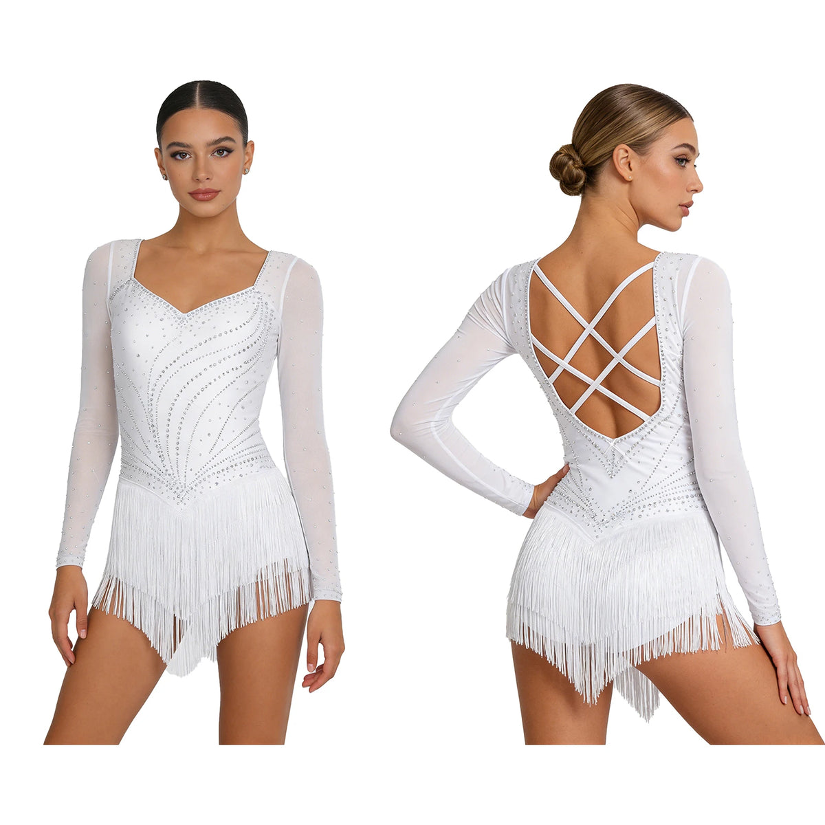 Women's Rhinestone Mesh Unitard | Multiple Styles | 20 Designs | S–3XL