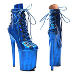 Holographic Lace-Up Pole Dance Boots – High Heel Stage Shoes