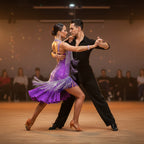 Purple Rhinestone Latin Dance Dress with Fringe & Tassel Details