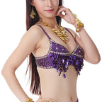 Sequin Coin Fringe Belly Dance Bra | Push-Up Underwire | One Size