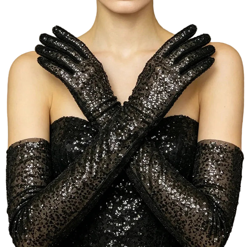 Sequin Opera Gloves | 60 cm