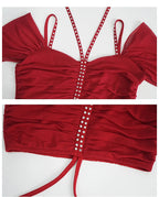 Belly Dance Costume Set | 3-Piece | Off-Shoulder & Flare Pants